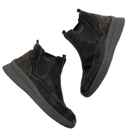 Ecco Suede Slip On Chelsea Ankle Boots Black Size 38/ 8 - Picture 3 of 8